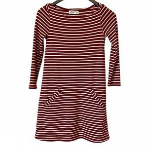 Hollister striped long sleeve dress red white XS